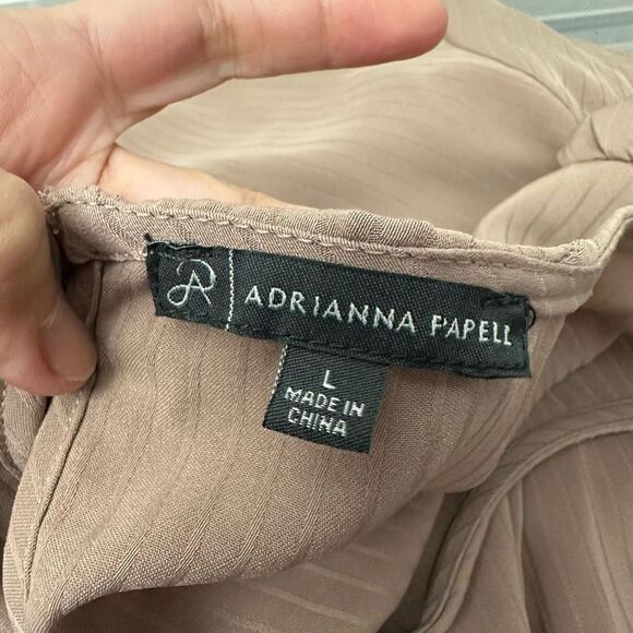 Adrianna Papell light brown puff long sleeve casual Blouse size Large - Picture 6 of 7
